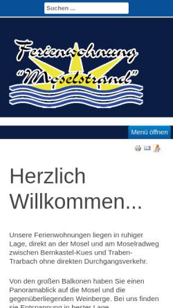 Vorschau der mobilen Webseite www.fewo-moselstrand.de, Ferienwohnung Moselstrand