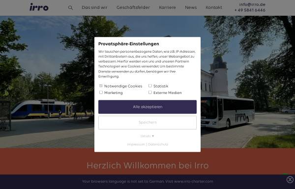 Vorschau von www.irro.de, Mietwagen- und Omnibusbetrieb Heinz Irro