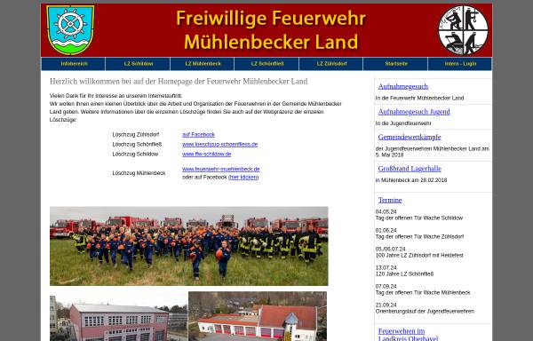Vorschau von www.feuerwehr-muehlenbeck.de, Feuerwehr Mühlenbeck