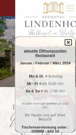 Vorschau der mobilen Webseite seehotel-lindenhof.de, Seehotel Lindenhof