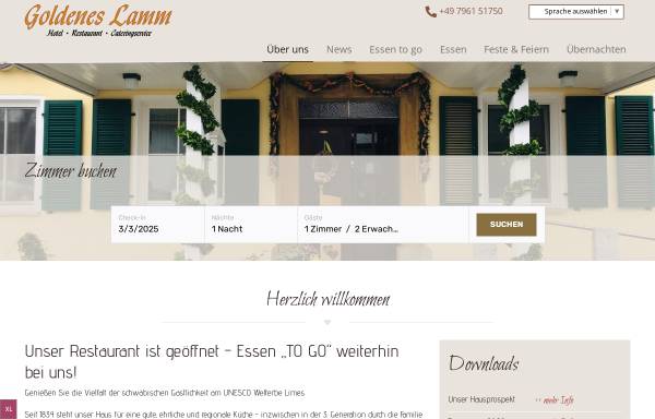 Vorschau von www.goldenes-lamm-rainau.de, Goldenes Lamm