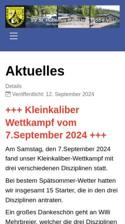 Vorschau der mobilen Webseite www.st-hubertus-ramstein.de, Schützenverein 1955 e. V. Sankt Hubertus Ramstein