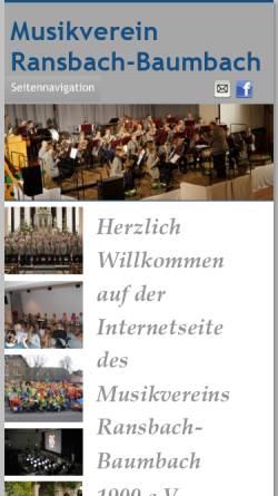 Vorschau der mobilen Webseite www.mv-ransbach-baumbach.de, Musikverein Ransbach-Baumbach 1900 e.V.