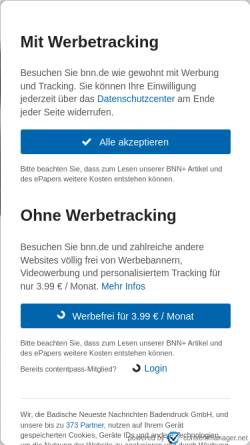 Vorschau der mobilen Webseite www.badisches-tagblatt.de, Badisches Tagblatt