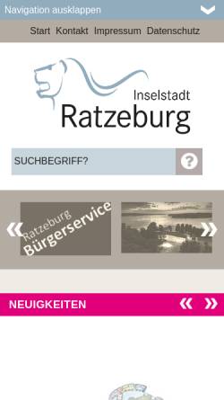 Vorschau der mobilen Webseite www.ratzeburg.de, Inselstadt Ratzeburg