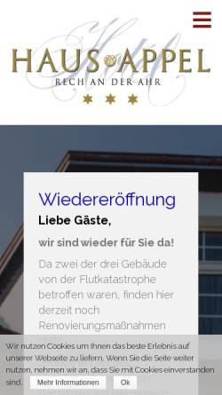 Vorschau der mobilen Webseite www.hausappel.de, Hotel Haus Appel