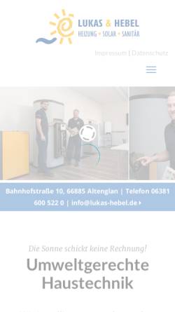 Vorschau der mobilen Webseite www.lukas-hebel.de, Lukas & Hebel Haustechnik GmbH