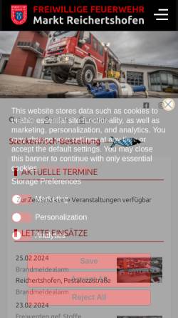 Vorschau der mobilen Webseite www.ff-reichertshofen.de, Freiwillige Feuerwehr Reichertshofen