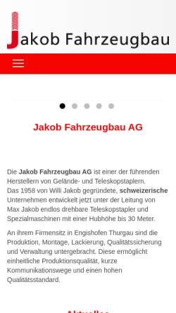 Vorschau der mobilen Webseite www.jakobfahrzeugbau.ch, Jakob Fahrzeugbau