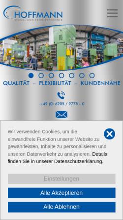 Vorschau der mobilen Webseite www.hoffmann-stanztechnik.de, Hoffmann GmbH & Co KG - Stanz- und Erodiertechnik