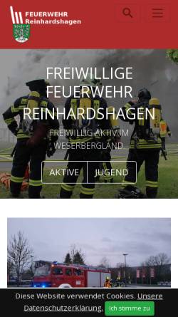 Vorschau der mobilen Webseite feuerwehr-reinhardshagen.de, Freiwillige Feuerwehr Reinhardshagen