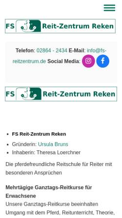 Vorschau der mobilen Webseite www.fs-reitzentrum.de, FS Reit-Zentrum Reken