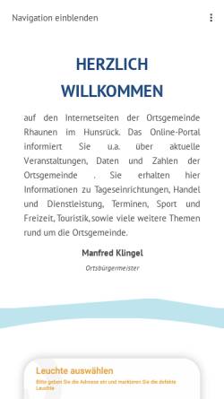 Vorschau der mobilen Webseite www.rhaunen.de, Ortsgemeinde Rhaunen