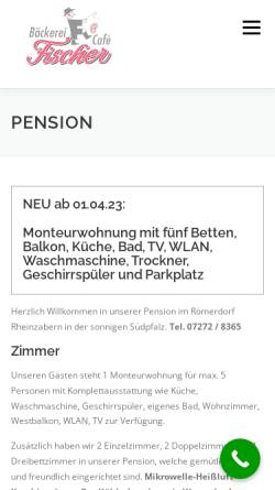 Vorschau der mobilen Webseite www.cafe-pension-fischer.de, Pension-Café-Bäckerei Fischer