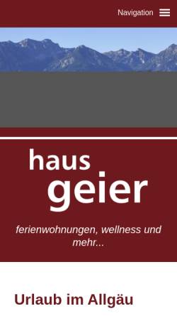 Vorschau der mobilen Webseite www.hausgeier.de, Haus Geier
