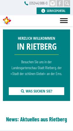 Vorschau der mobilen Webseite www.rietberg.de, Stadt Rietberg