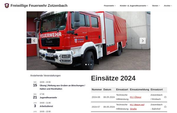 Vorschau von www.feuerwehr-zotzenbach.de, Freiwillige Feuerwehr Zotzenbach
