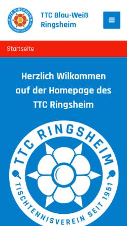 Vorschau der mobilen Webseite www.ttc-ringsheim.de, TTC Blau-Weiß Ringsheim