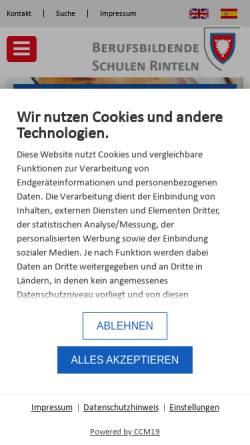 Vorschau der mobilen Webseite bbsrinteln.de, Berufsbildende Schulen Rinteln