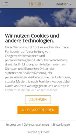 Vorschau der mobilen Webseite www.rinteln.de, Stadt Rinteln