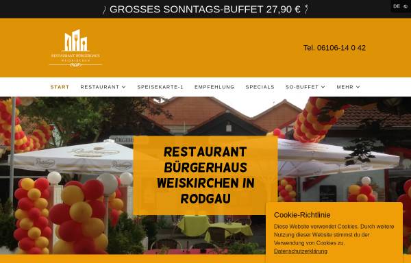 Vorschau von www.buergerhaus-weiskirchen.de, Restaurant Bürgerhaus Weiskirchen