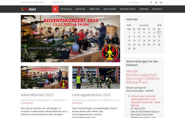 Vorschau von www.feuerwehr-roehl.de, Freiwillige Feuerwehr Röhl