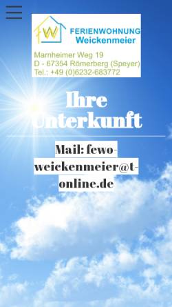 Vorschau der mobilen Webseite www.ferienwohnung-weickenmeier.de, Ferienwohnung Weickenmeier