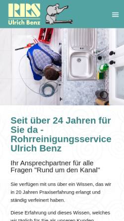 Vorschau der mobilen Webseite www.rohrreinigung-benz.de, Rohrreinigung Ulrich Benz