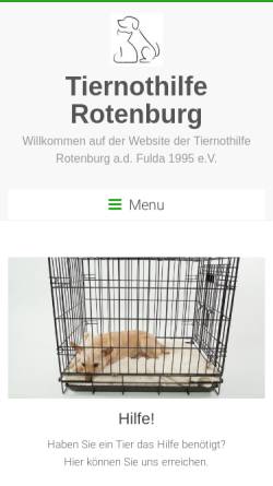 Vorschau der mobilen Webseite www.tiernothilfe-rotenburg.de, Tiernothilfe Rotenburg an der Fulda 1995 e.V.