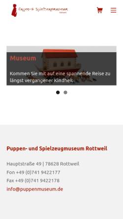 Vorschau der mobilen Webseite www.puppenmuseum.de, Puppen- und Spielzeugmuseum Rottweil