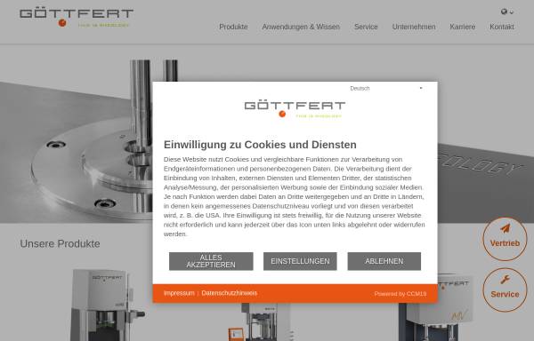 Vorschau von www.goettfert.de, Göttfert Werkstoff-Prüfmaschinen GmbH