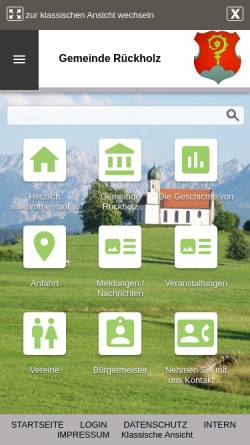 Vorschau der mobilen Webseite www.rueckholz.de, Gemeinde Rückholz