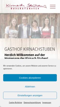 Vorschau der mobilen Webseite www.kirnachstuben.de, Kirnachstuben - Restaurant