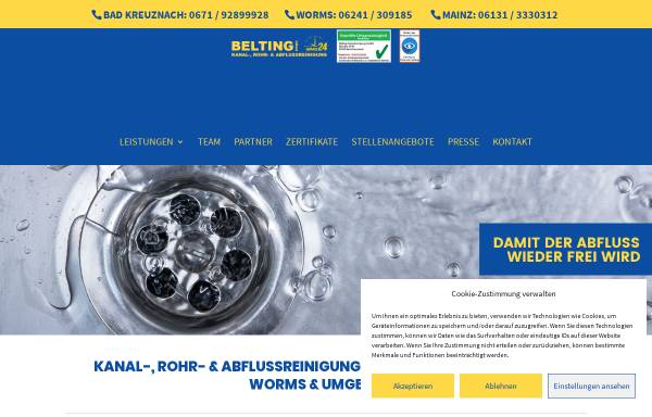 Vorschau von www.kanal-belting.de, Belting Kanalreinigung GmbH & Co. KG
