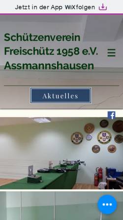 Vorschau der mobilen Webseite www.schuetzenverein-assmannshausen.de, Schützenverein Freischütz Assmannshausen 1958 e.V.