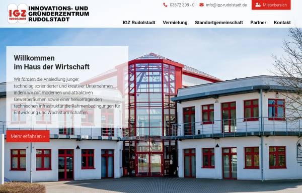 Vorschau von www.igz-rudolstadt.de, Innovations- und Gründerzentrum Rudolstadt