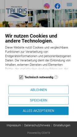 Vorschau der mobilen Webseite www.tauris.net, Freizeitbad Tauris