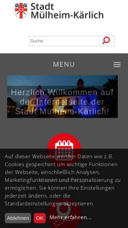 Vorschau der mobilen Webseite www.muelheim-kaerlich.de, Stadt Mülheim-Kärlich