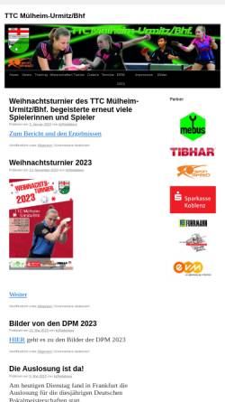 Vorschau der mobilen Webseite www.ttcmuelheim-urmitz.de, TTC Mülheim-Urmitz/Bhf e.V.
