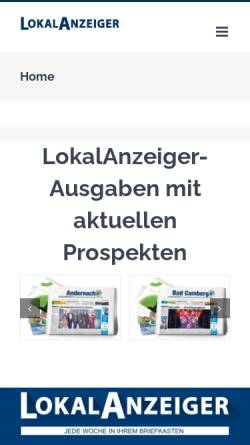 Vorschau der mobilen Webseite www.der-lokalanzeiger.de, Verlag für Anzeigenblätter GmbH