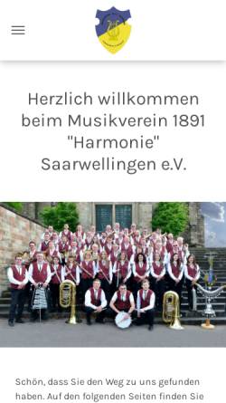 Vorschau der mobilen Webseite www.musikverein-saarwellingen.de, Musikverein 1891 Harmonie e.V.