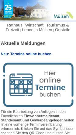 Vorschau der mobilen Webseite gemeinde-muelsen.de, Gemeinde Mülsen