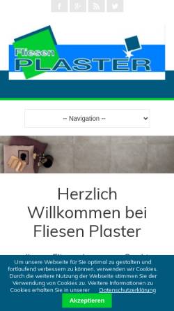 Vorschau der mobilen Webseite www.fliesen-plaster.de, Fliesen-Plaster, Inhaber: Jürgen Plaster