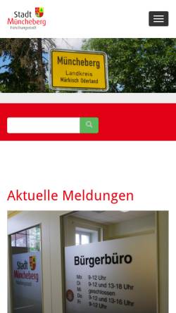 Vorschau der mobilen Webseite www.stadt-muencheberg.de, Stadt Müncheberg