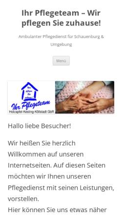Vorschau der mobilen Webseite www.ihr-pflegeteam.info, Ihr Pflegeteam - Häusliche Kranken- und Altenpflege