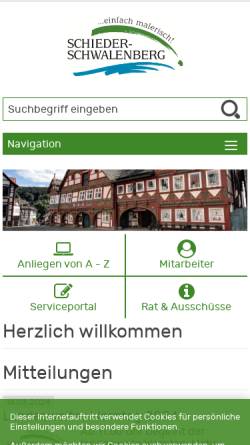 Vorschau der mobilen Webseite www.schieder-schwalenberg.de, Schieder-Schwalenberg