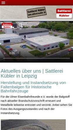 Vorschau der mobilen Webseite www.sattlerei-kuebler.de, Sattlerei und Raumausstattung Werner Kübler