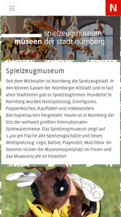 Vorschau der mobilen Webseite museen.nuernberg.de, Spielzeug-Museum
