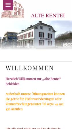 Vorschau der mobilen Webseite alte-rentei.com, Alte Rentei, Café und Restaurant