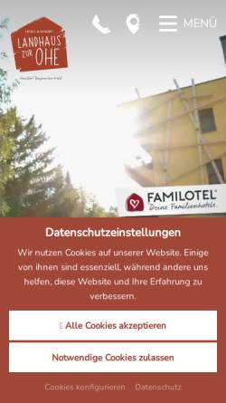 Vorschau der mobilen Webseite www.landhaus-zur-ohe.de, Landhaus zur Ohe